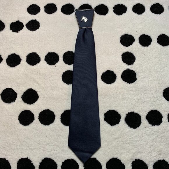 Vintage 50s Monsieur Cravatieur Navy Silver Horse Clip-On Retro Western Tie - Picture 1 of 6